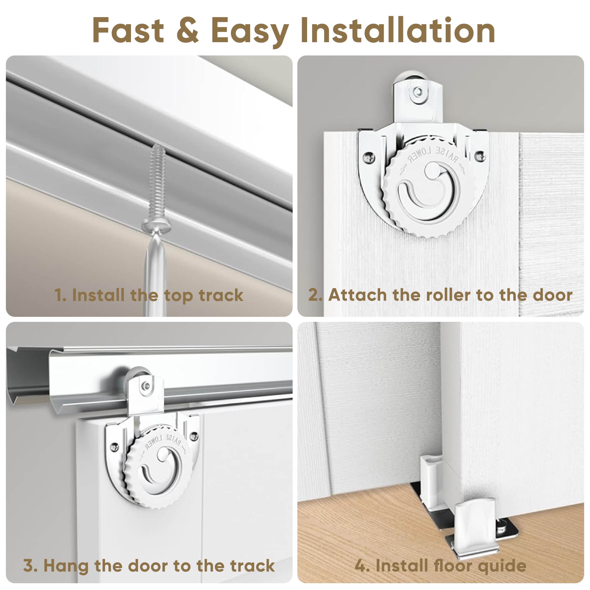 JUBEST 60"(Double 31") X80" Sliding Closet Door, K Style Bypass Closet Door With Hardware Kit & Matching Fascia, Preassembled Solid Wood Slab With Water-Proof PVC Surface, Easy To Install, White_voghion.com
